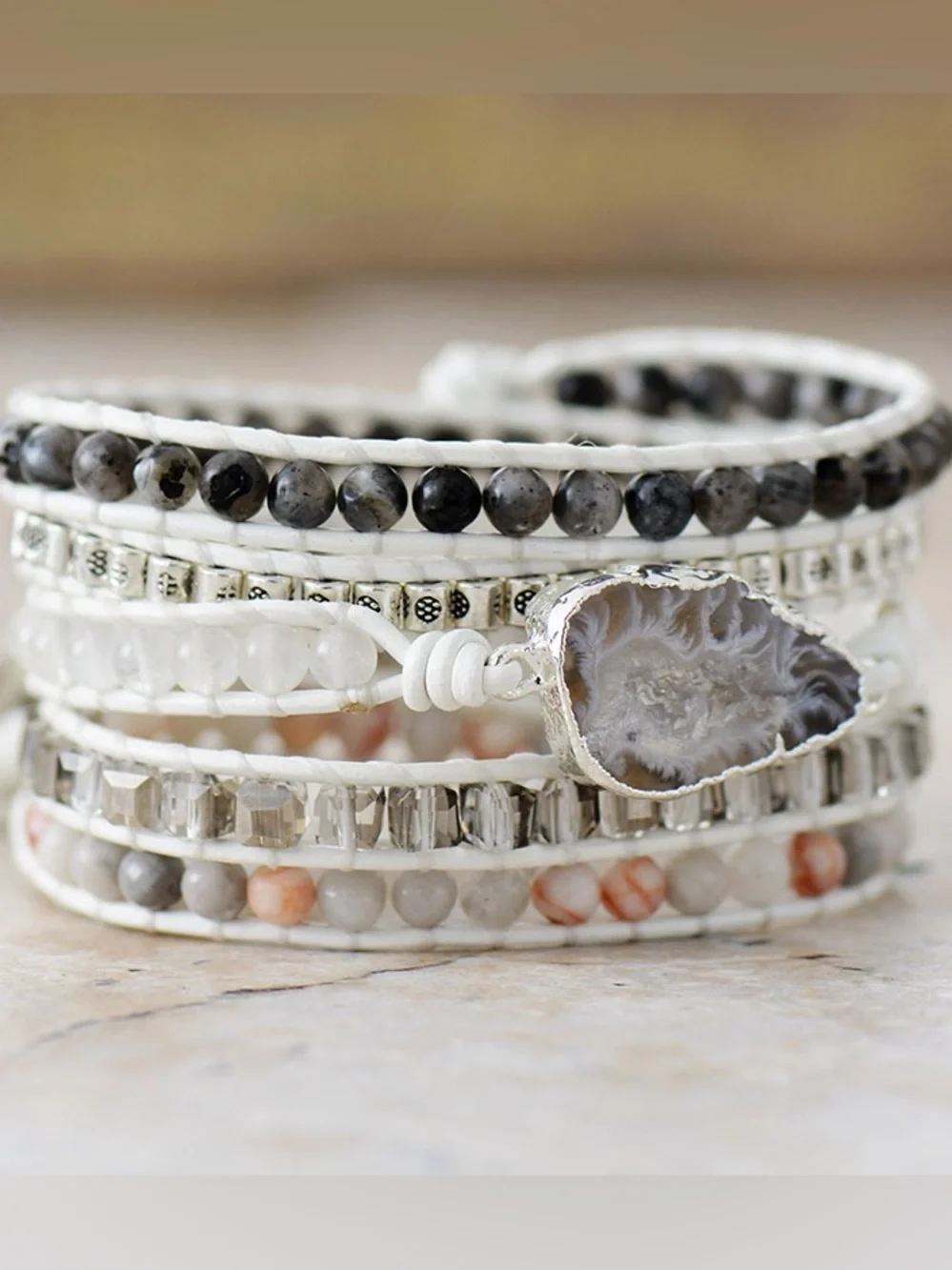 💜Hello Gorgeous! Natural Stone Layered Bracelet- White